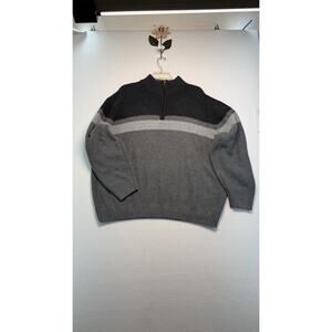 Park Slope New York Mens Sweater Knit 1/4 Zip Mock Neck Cozy Black /Gray 4X